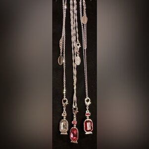 292A. White House Black Market Ruby Rose & Clear Crystal 18” Necklaces